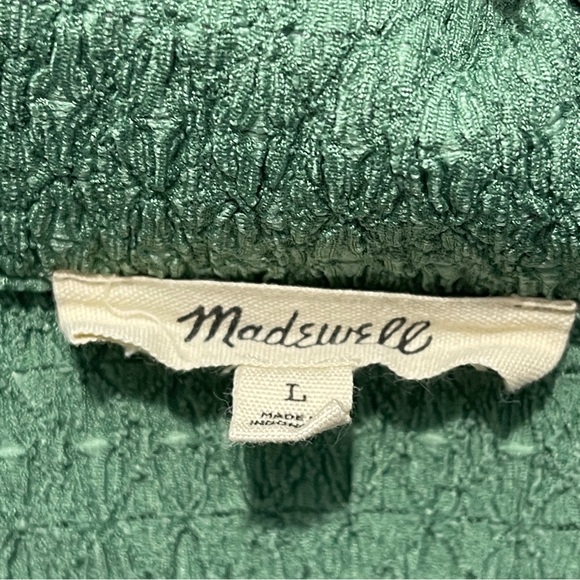 Madewell Crinkle-knit Button Front Trellis Green Top Floral Shaped Buttons NJ769 - Picture 6 of 8